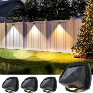 Square Solar Wall Washer Light Exterior Dual-Color LED Solar Fence Spotlight Outdoor Boardwalk Light