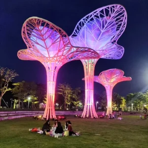 Stainless Steel Motif Lights for Outdoor Landscaping with Tree of Life Creative Modeling