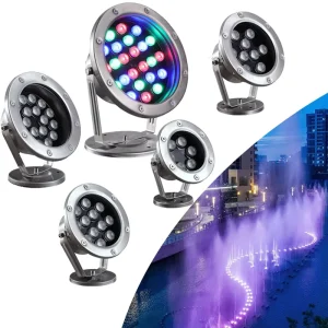 Stainless Steel Outdoor Waterproof LED Pool Light IP68 Colorful Fish Pond Spotlight for Indoor Outdoor Use 3W 36W