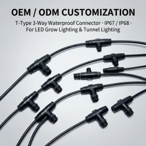 T Type Outdoor Landscape Light Power 2 Pin Male Female Ip67 T Connector Waterproof Cable Connector