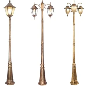 Theme Park Villa Waterproof Road Home Lawn Courtyard Outdoor Solar Pole Street Light with Solar Panel Powered Led Garden Lights