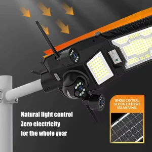 Three Lens Outdoor Foldable Solar LED Security Camera Built in Mic Motion Sensor IP65 IP66 Waterproof Two Way Road