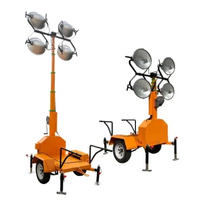 Trailer Type Mobile Portable Light Tower Metal Hailde Lamp or LED Lamp for Outdoor Construction Lighting