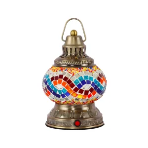 Turkish Style Handmade DIY Mosaic LED 2700K Warm White Battery-Charged USB Rechargeable Camping Table Lamp