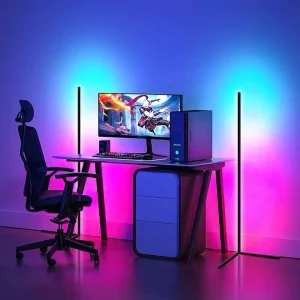 Tuya Wifi APP Control Smart Corner Floor Lamp RGBIC Atmosphere LED Lights for Home Bedroom