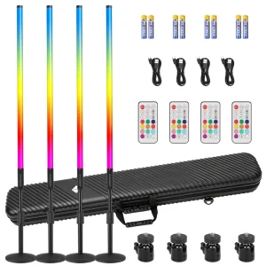UK Warehouse in Stock 4Pack Wireless Battery Powered 4ft Led Tube Light bar Stand With Case for Party Stage Booth DJ Lighting