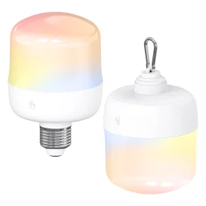 USB Charging E26 Bulb LED Wall Lamp with Touch and Remote Control, Timer, 4000mAh RGB Plastic Emergency Light