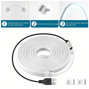USB Neon Light RGB Silicone LED Colorful Light Strip with Bluetooth Music for DIY Atmosphere Lighting