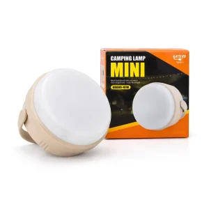 USB Rechargeable Round Camping Lamp with Folding Handle for Travel and Emergency Use