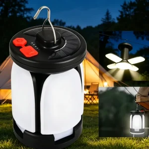 USB Rechargeable Solar LED Camping Lantern, Outdoor Garden, IP44 Waterproof, Portable Emergency Light