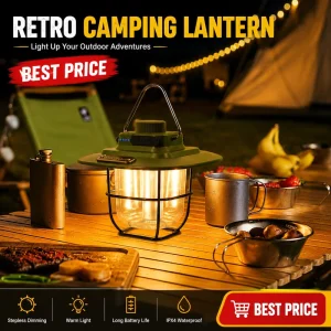 USB Rechargeable Vintage Portable LED Hook Tent Light Outdoor Atmosphere Camping Lamp Hiking Fishing IP44 Rated
