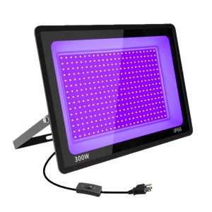 UV Purple Light Projection Curing LED Floodlight for Fluorescent Stage Parties Remote Control, Aluminum Housing