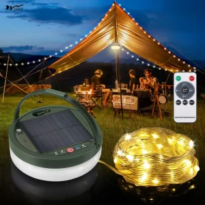Ultra Long 10m 12m 22m Solar Camping String Lights 150LEDs USB Rechargeable Solar Light Strip LED Source