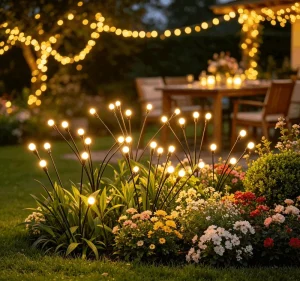 Unique Outdoor Solar LED Plastic Garden Lights IP65 Waterproof Swaying Firefly Lights for Yard Lawn Walkway