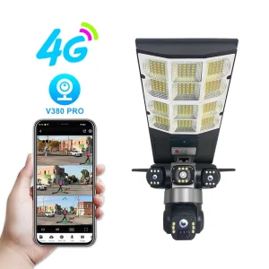 V380 4G Solar Street Light and Camera Led Solar Street Flood Light Lamp With Outdoor 360 Degree Security Cctv Camera Outdoor