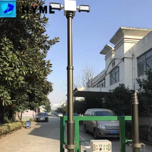 Vertical Lift Light Pole 4m Extended DC24V LED Emergency Lighting Mast Powder Coated Finish Portable Customizable Height Outdoor