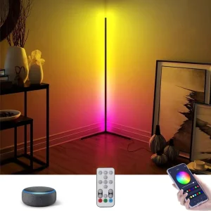 Vertical Tripod Minimalist LED RGB Corner Floor Lamp with Tuya APP Controller for Gaming Living Room Home Decor