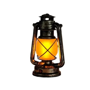Vintage IP44 Solar-Powered Rechargeable LED Camping Lantern with Flickering Flame and Hanging Design
