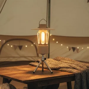 Vintage Rechargeable LED Camping Lantern with Dimming and Hanging Hook