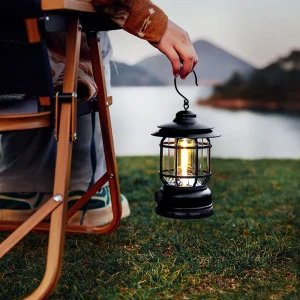 Vintage Rechargeable Portable LED Camping Lantern Tent and Camp Light Hanging Outdoor Lighting