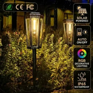 Vintage Solar Post Lights for Garden IP65 Waterproof Antique Street Lamp Post Decorative LED Garden Pole Lights