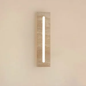 Wabi Sabi Travertine Rectangular Stone LED Outdoor Wall Sconce for Yard, Balcony, Living Room, Restaurant, Corridor, and Staircase