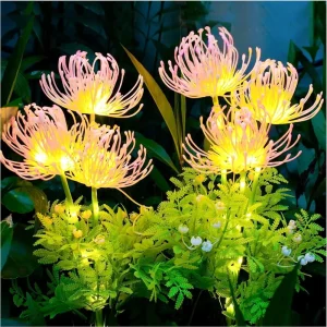 Waterproof Emulational Solar Red Spider Lily Flower Garden Decoration Stake Solar Lights Outdoor