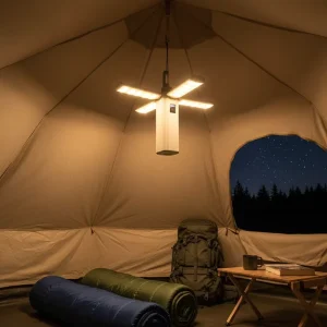 Waterproof Foldable Hanging Camping Flashlight Four Leaves Design Rechargeable Warm White LED Emergency Light