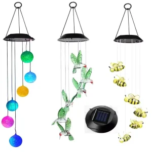 Waterproof IP65 Outdoor LED Bird Shape Wind Chime Light Color Changing 6 LEDs Home Garden