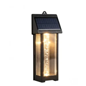Waterproof IP65 Solar Wall Lights Outdoor LED Fence Gate Lights Warm White Bubble Glass Lamp Garden Patio Porch Yard
