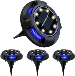 Waterproof Landscape Solar Ground Lights Solar Garden Disk Lights Outdoor for Pathway Yard Lawn Patio Deck Driveway Walkway