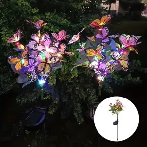 Waterproof Solar Butterfly Stake Lamp Outdoor Garden Decor Landscape Lighting for Pathway Walkway Driveway Fence Villa
