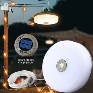 Waterproof Solar Camping Strip Light with Solar Panel, Type-C Rechargeable Tent Light