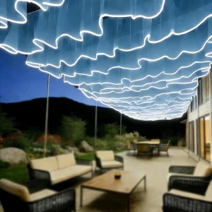 Wedding Ceiling Curtain Light 20m x 50cm Blue Veil White Light for Party Decoration