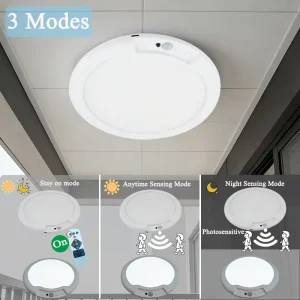 Wireless Magnetic Rechargeable LED Ceiling Light with Remote Dimming, ABS Body, White, for Indoor and Outdoor Use