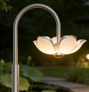 Zen Lotus Petal LED Garden Light IP65 Solar AC Elegant Decorative Outdoor Landscape Lamp for Villa Courtyard Traditional Garden