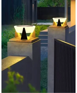 Zhongshan Lamp Factory Outdoor Waterproof Simple Column Head Light Modern Villa Garden Door Post Wall Solar Fence Light